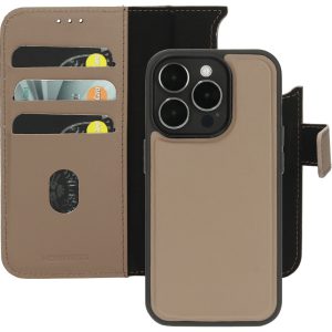 Mobiparts Leather 2 in 1 Wallet Case Apple iPhone 15 Pro Taupe