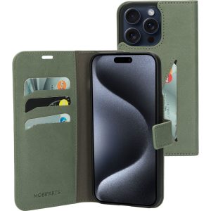 Mobiparts Classic Wallet Case Apple iPhone 15 Pro Max Stone Green