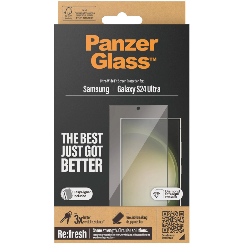 PanzerGlass Samsung Galaxy S24 Ultra 5G Ultra-Wide Fit Refresh with EasyAligner