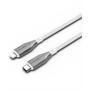 Cygnett Armoured Braided Lightning to USB-C Cable 2m White
