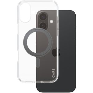 CARE by PanzerGlass Feature Case Transparent w. Black Kickstand & MagSafe iPhone 16 Plus