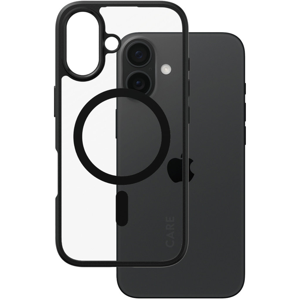 CARE by PanzerGlass Flagship Case Transparent Urban Combat w. Black Frame & MagSafe iPhone 16