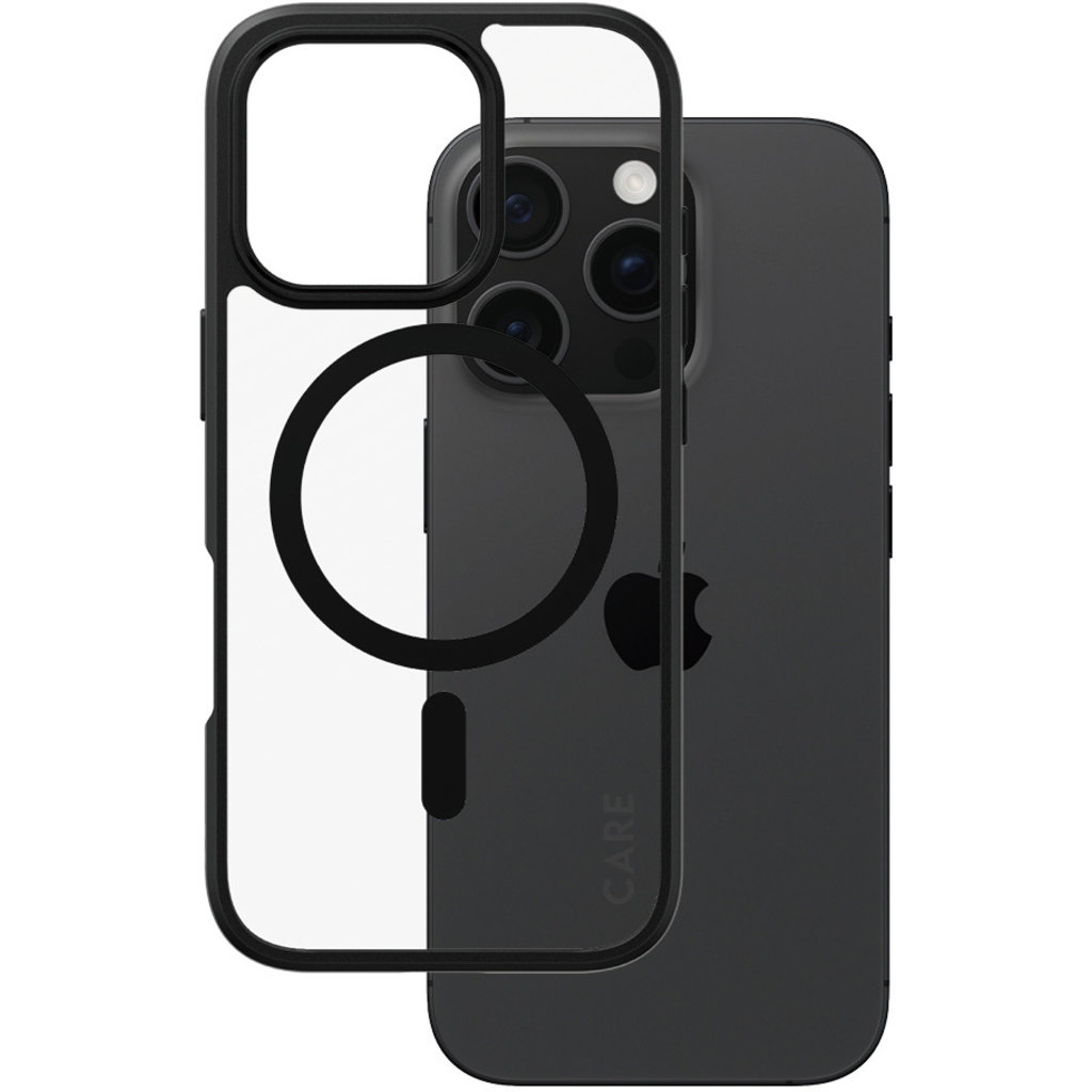 CARE by PanzerGlass Flagship Case Transparent Urban Combat w. Black Frame & MagSafe iPhone 16 Pro