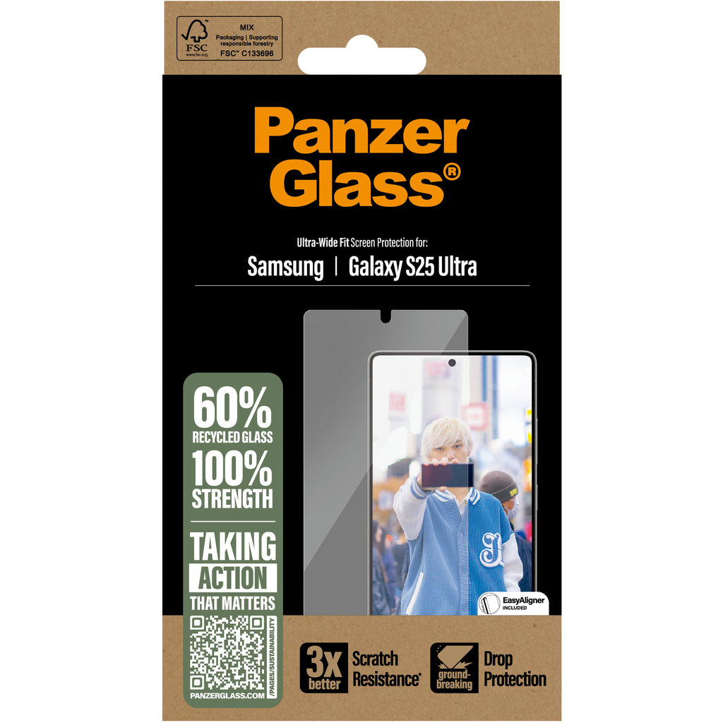 PanzerGlass Samsung Galaxy S25 Ultra - Ultra-Wide Fit Refresh with EasyAligner