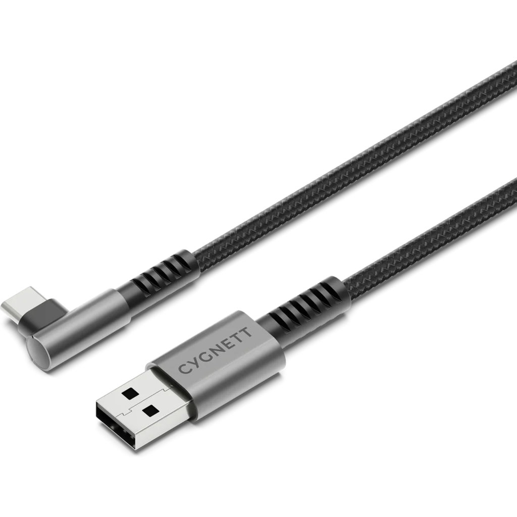 Cygnett Unite Right Angled Braided USB-C to USB-A Cable 1m Black