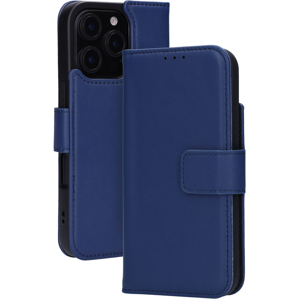 Mobiparts Leather Wallet Case Apple iPhone 16 Pro Blue (MagSafe Compatible)