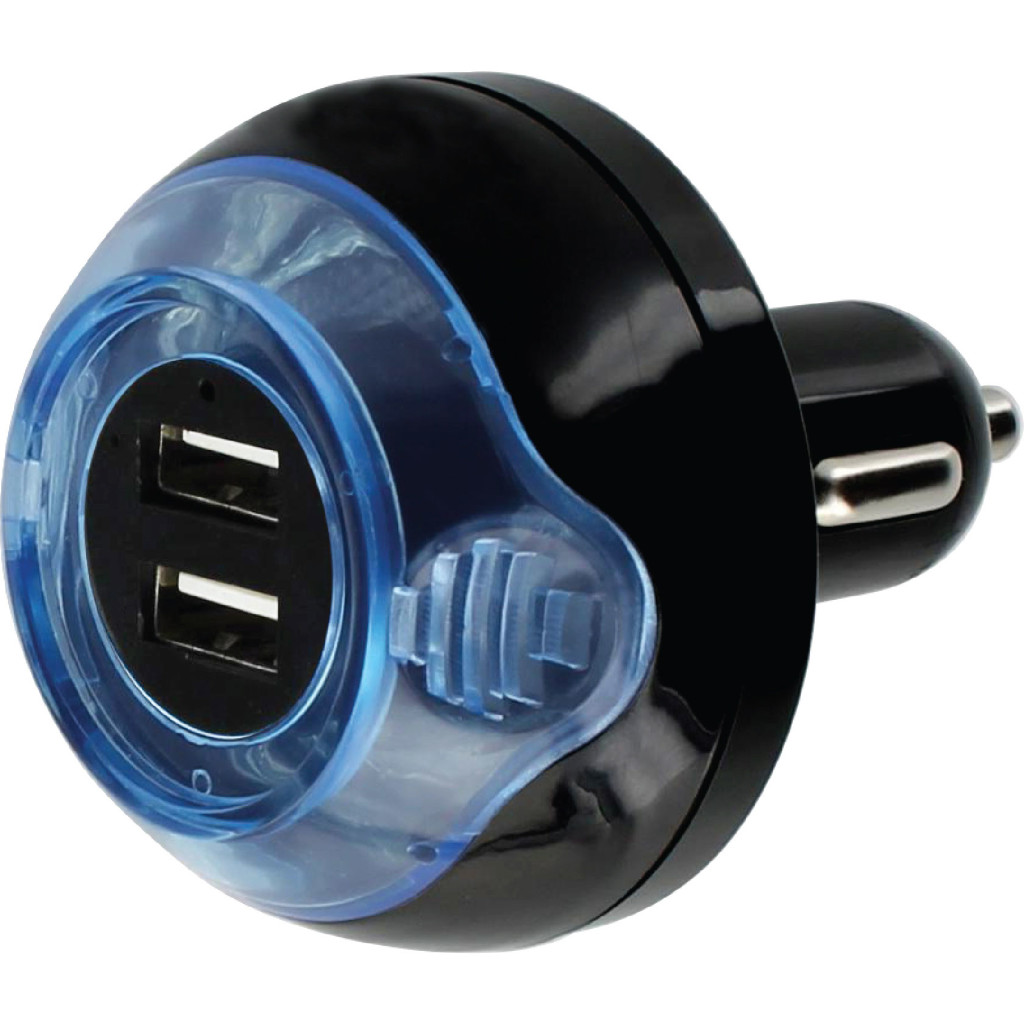 FreshTech Dual USB Car Charger 2.4A + Air Freshener (New Car Smell)