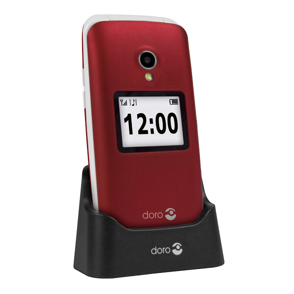 Doro 2424 2G Red/White + Cradle